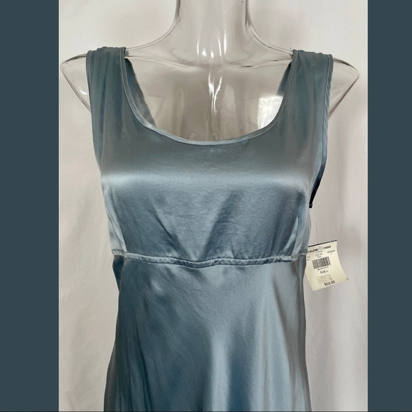 VALERIE STEVENS PURE 100% SILK STEEL BLUE BIAS CUT NIGHTGOWN L NWT - Picture 3 of 8